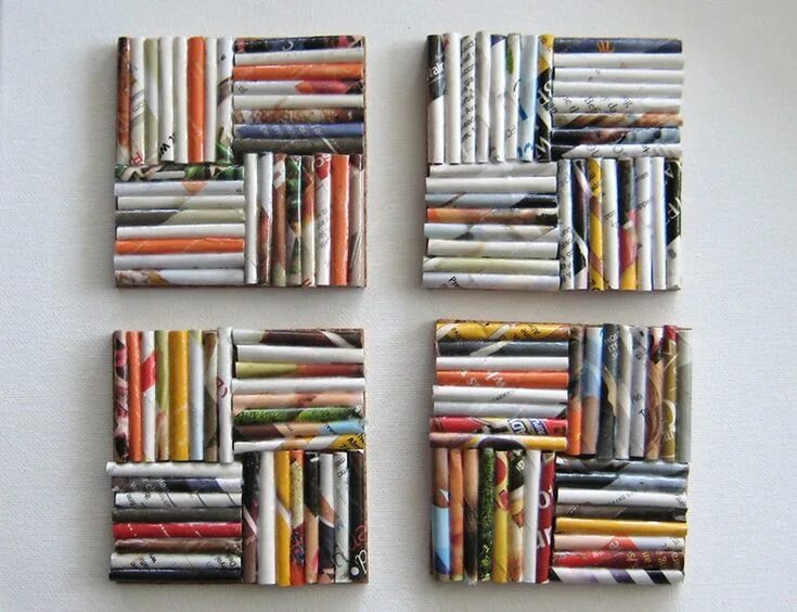Поделки из остатков фото Magazine Coasters - Set of 4 - Upcycled Magazines Old magazine crafts, Magazine 