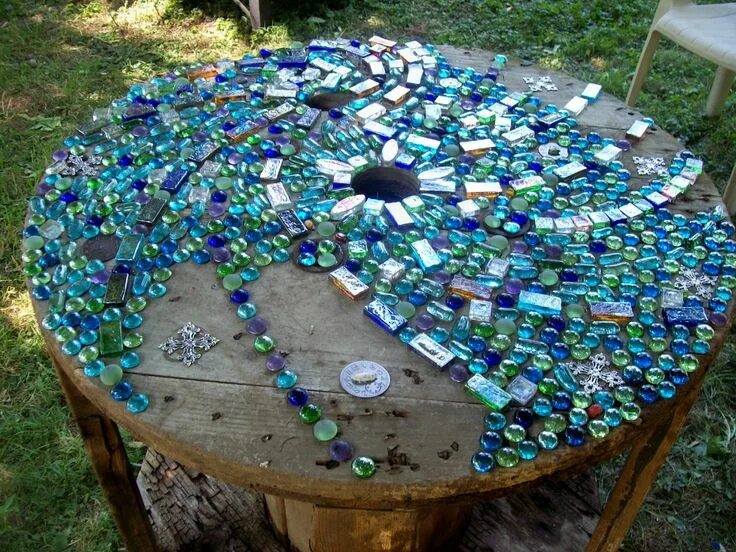 Поделки из остатков своими руками фото IndigoEarth Artsian Studio: Fun & Funky Garden Art Series Mosaic Project "Colors