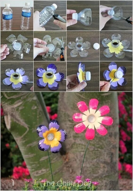 Поделки из пластиковых бутылок фото инструкция Épinglé par Angelique Garcia sur Projects to try Fleur en plastique, Fleurs en b