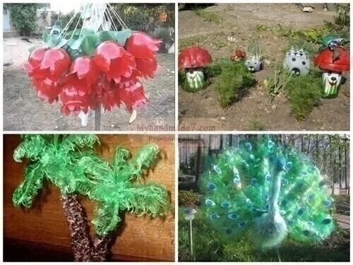 Поделки из пластиковых бутылок пошагово фото #ПоделкиДляДачи To decorate the garden and garden, it is not necessary to spend 