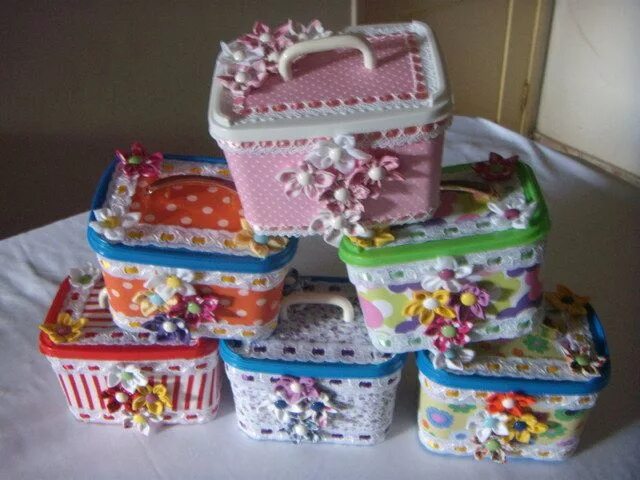 Поделки из пластиковых контейнеров своими руками фото Potes de Sorvete: Ideias Potes de sorvete, Pote de sorvete decorado, Potes