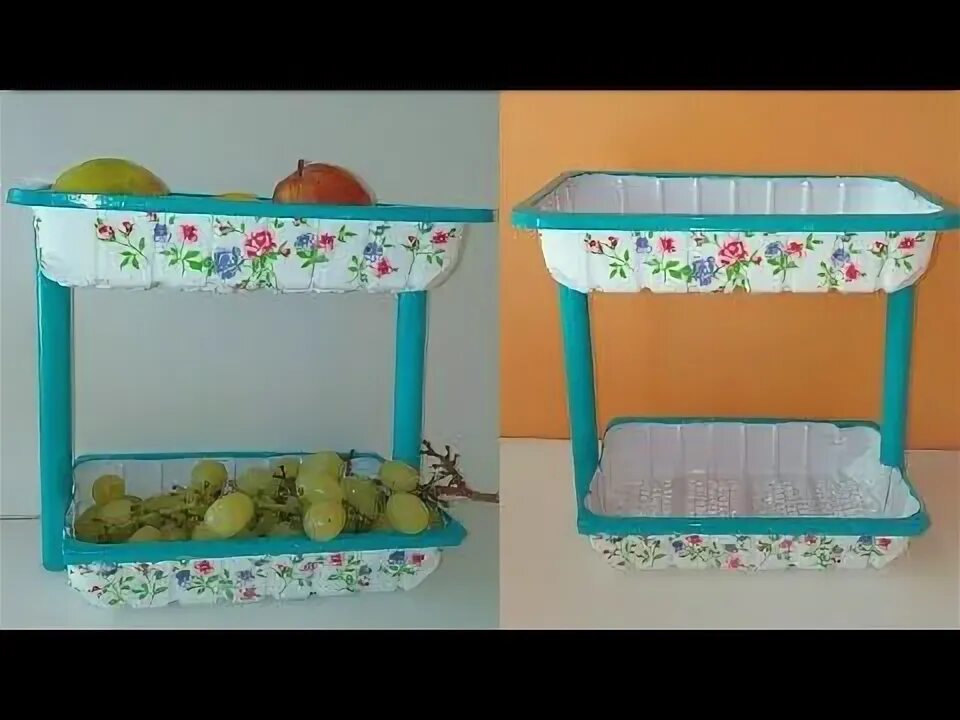Поделки из пластиковых контейнеров своими руками фото Frutero con material reciclado - manualidades para el hogar - manualidades con r