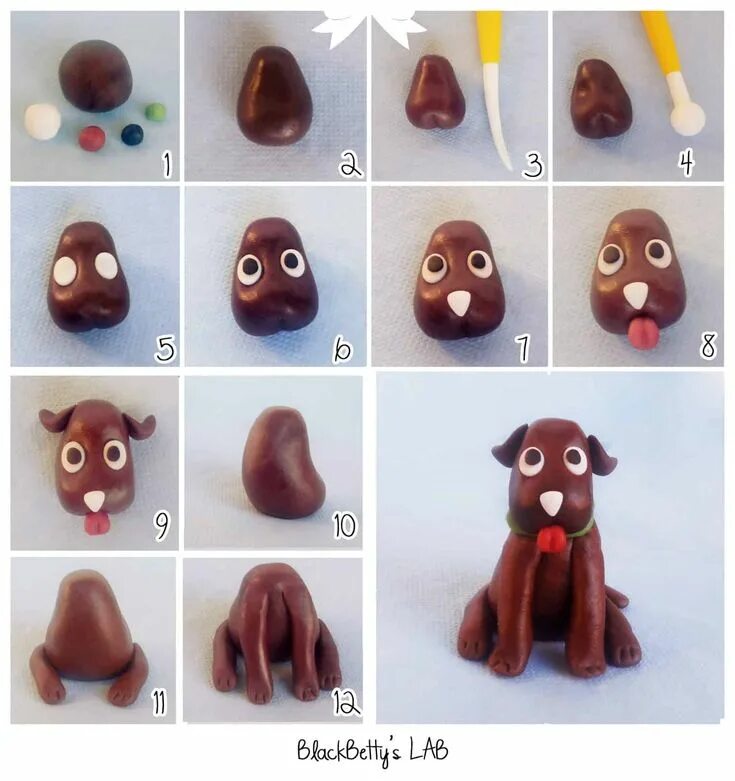 Поделки из пластилина пошагово фото fondant labrador cake topper tutorial - Google Search Fondant dog, Cake topper t