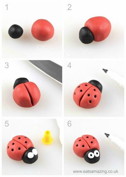 Поделки из пластилина пошагово фото Божья коровка из пластилина 0 Clay crafts for kids, Kids clay, Bug cupcakes