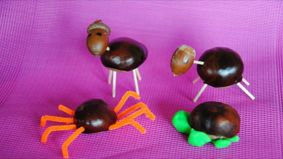 Поделки из плодов каштана фото для детей Kastanje knutsel Chestnut craft Basteln mit eicheln, Kastanien basteln, Bastelid
