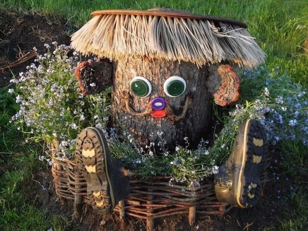 Поделки из пней для сада фото Pin von Елена auf Идеи для двора Diy garten, Diy gartendekoration, Gartendekor