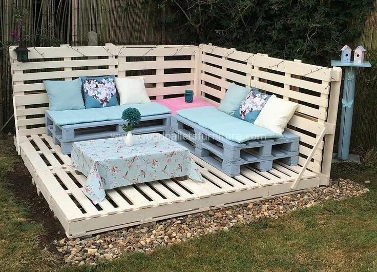 Поделки из поддонов для дачи своими руками wooden pallet garden deck and furniture Pallet patio furniture, Pallet garden fu
