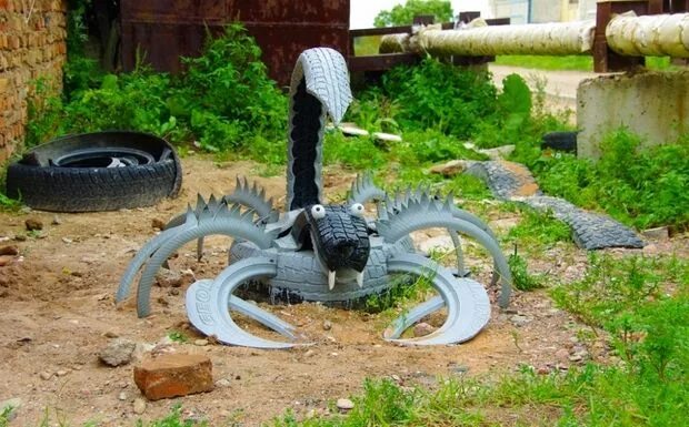 Поделки из покрышки своими руками фото Tire Recycling Ideas - 23 Animal-Shaped Garden Decorations Tire garden, Tyres re