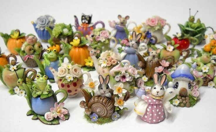 Поделки из полимерной глины фото 64tnt Miniatures Fruit in season, Tea pots, Polymer clay crafts