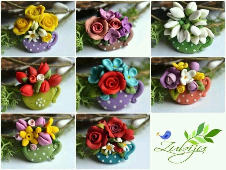 Поделки из полимерной глины фото Pin on Sculpting Polymer clay flowers, Polymer clay crafts, Clay flowers