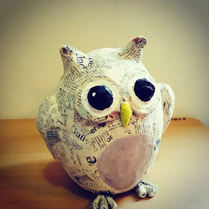 Поделки из попьемоше своими руками фото Owl paper mache Paper owls, Paper mache animals, Paper mache crafts