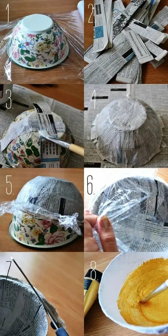 Поделки из попьемоше своими руками фото 20 idées pour donner une nouvelle vie aux vieux magazines Paper mache bowls, Pap