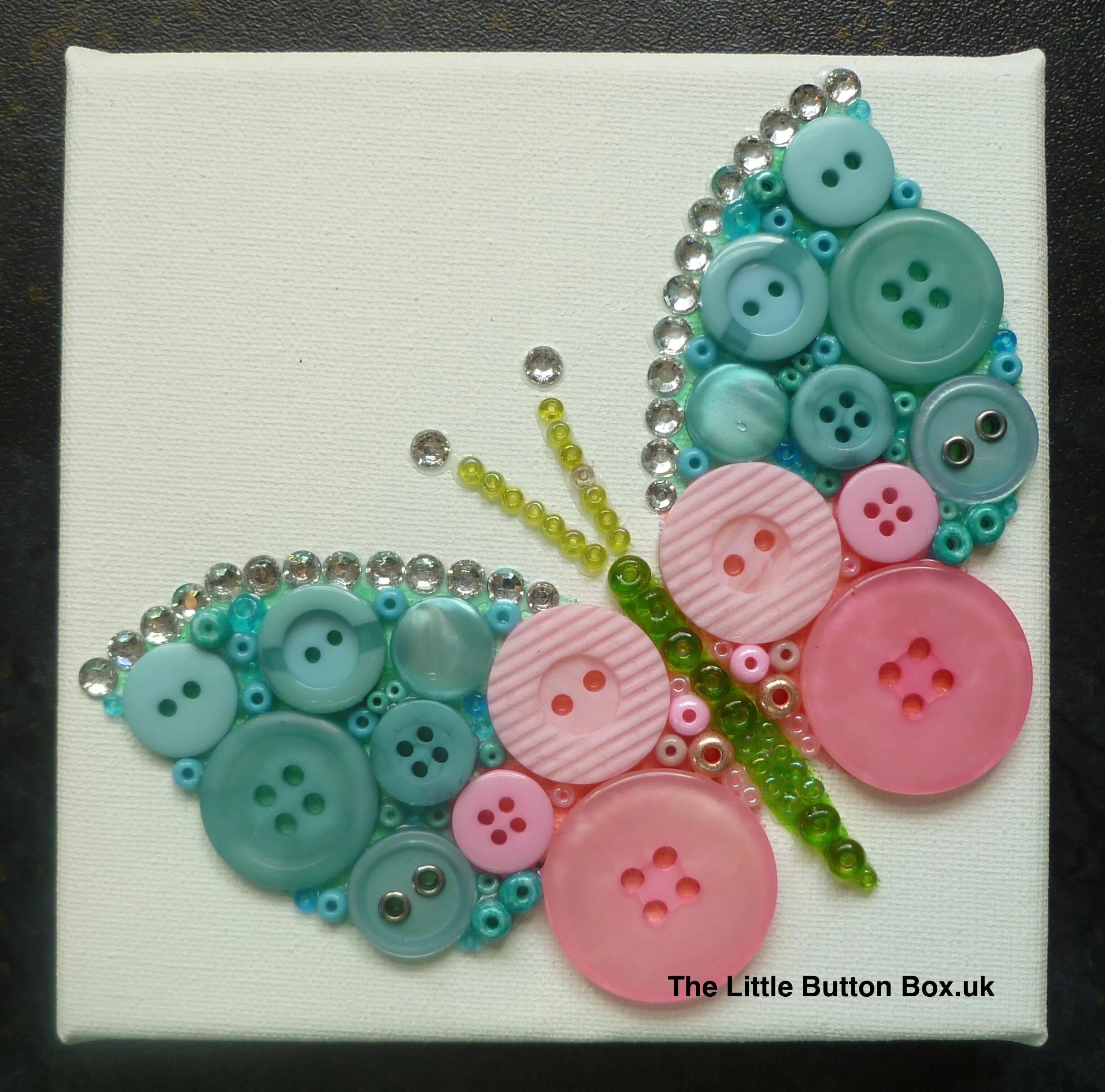 Поделки из пуговиц своими руками схемы 10x10cm Aqua Blue and Pink Butterfly Button picture Button crafts, Crafts, Butto