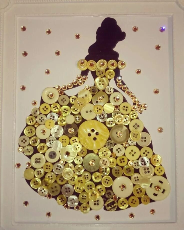 Поделки из пуговиц своими руками схемы Disney Princess Belle button art framed silhouette with sparkles. Instagram: Kar