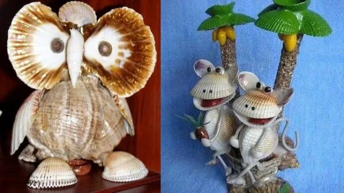 Поделки из ракушек фото Объемные поделки из морских ракушек Эфария Идеи для поделок, Поделки, Творчество