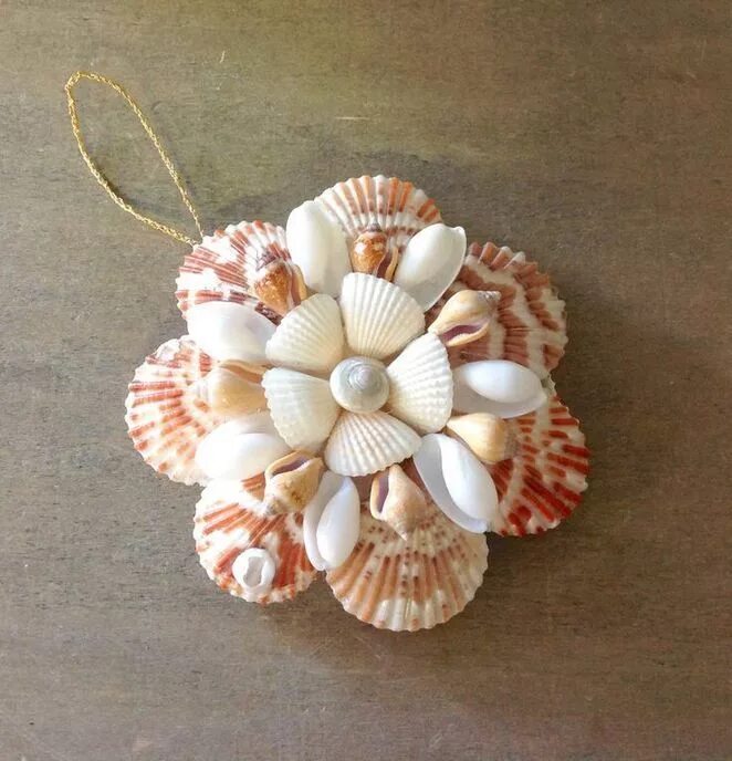 Поделки из ракушек пошагово с фото De Todo, Un Poco . Shell crafts, Seashell crafts, Seashell christmas ornaments
