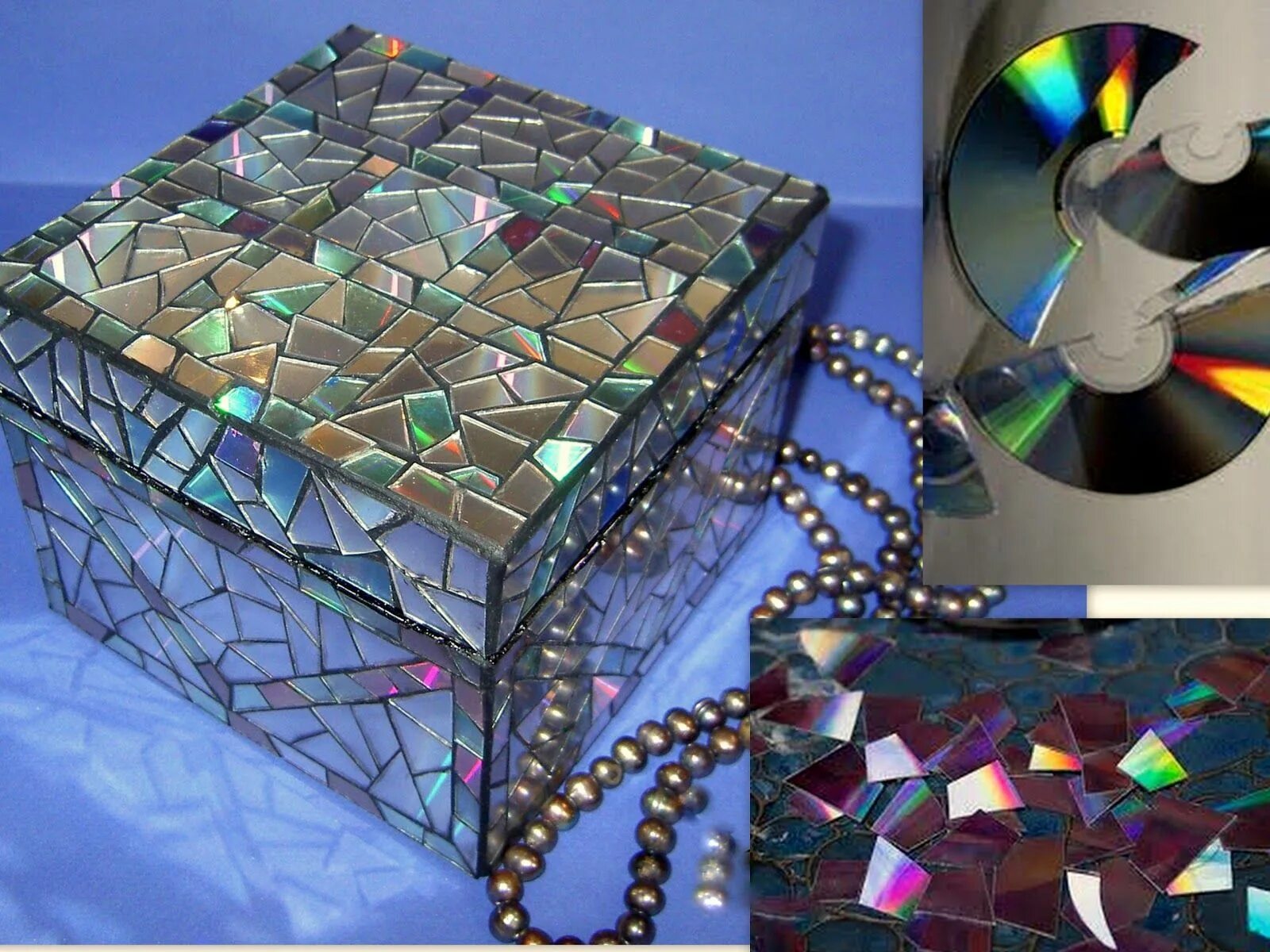 Поделки из сд дисков своими руками фото Image result for mosaiced boxes Recycled cd crafts, Cd crafts, Recycled cds