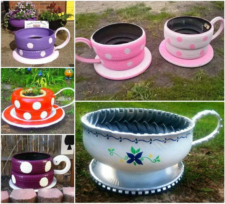 Поделки из шин для дачи фото The WHOot Tire planters, Tire garden, Tyres recycle