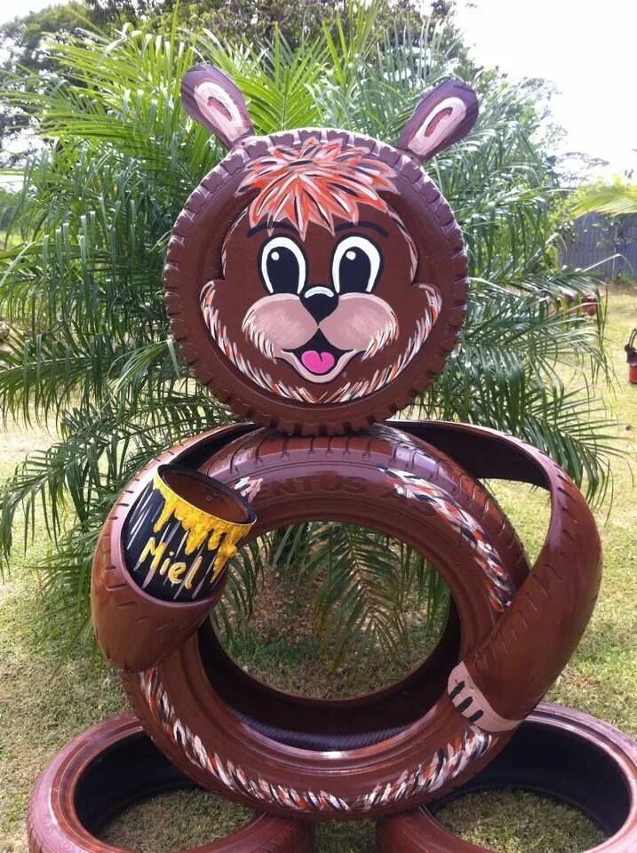 Поделки из шин для дачи своими руками Mi old teddy perfect for the garden Garden art crafts, Yard art crafts, Tire art