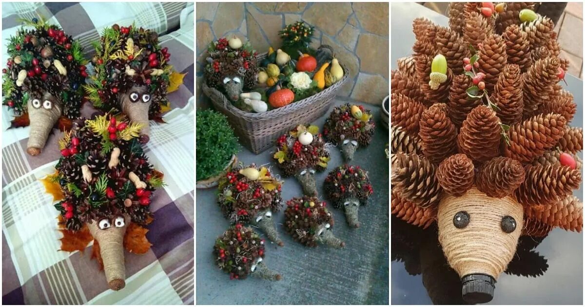 Поделки из шишек фото на тему осень Осенние поделки: забавные ёжики из шишек, желудей и листьев Осенние поделки, Дет
