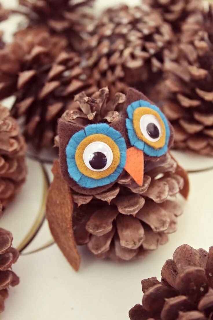 Поделки из шишек своими руками фото DIY: pinecone owl & hedgehog Diy pinecone, Fall crafts for kids, Pine cone craft