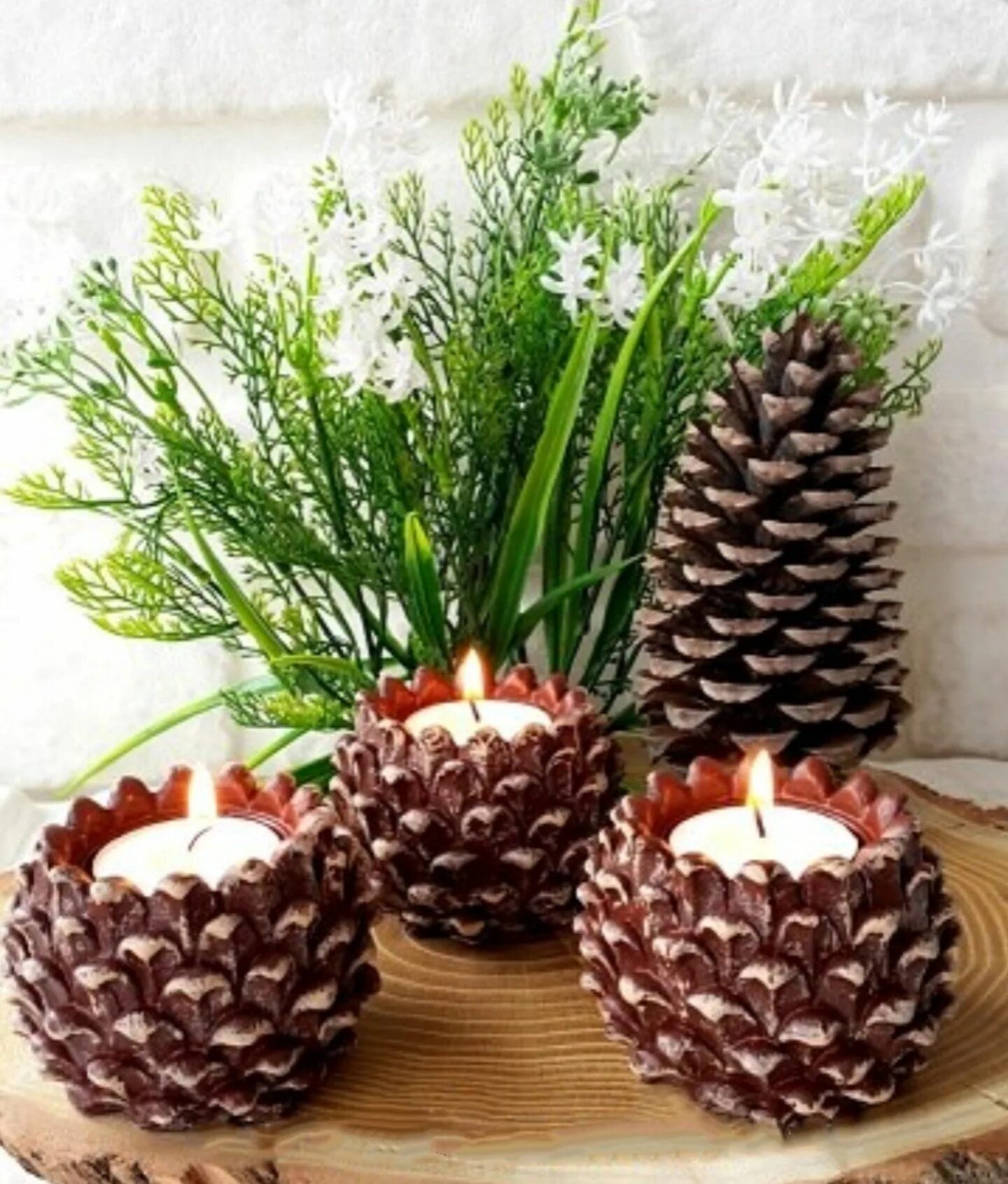 Поделки из шишек своими руками фото Silicone mold support candle holder pin Apple candlestick 6cm Etsy Pinecone craf