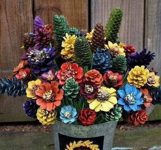 Поделки из шишек своими руками фото Море Идей - рукоделие, декор, поделки! - Картинки из тем OK.RU Поделки, Букет из