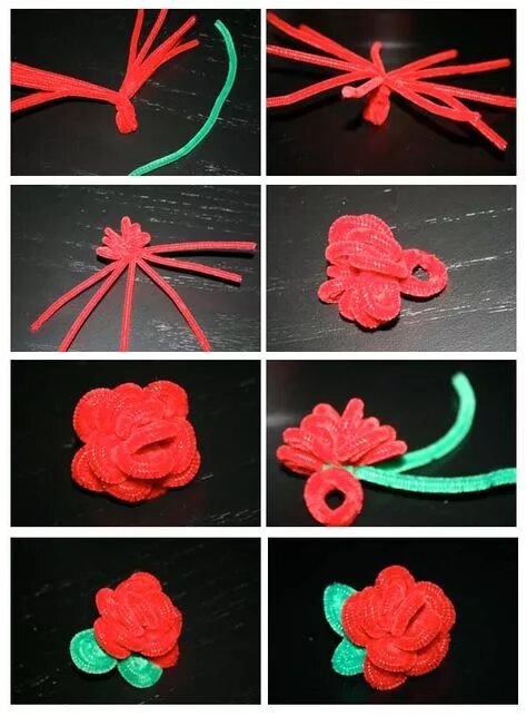 Поделки из синельной проволоки пошагово с фото Creative Rose Crafts with Pipe Cleaners