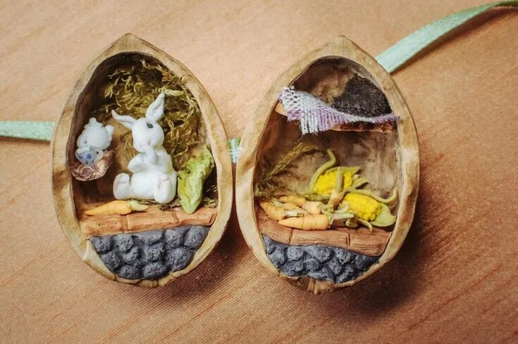 Поделки из скорлупы фото Creative Miniature Crafts with Walnut Shells