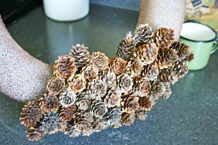 Поделки из сосновых шишек фото Pinecone Wreath Tutorial - U Create Pinecone wreath, Wreath tutorial, Pine cone 