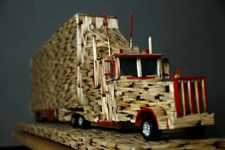 Поделки из спичек фото Невероятные скульптуры из спичек Match stick art, Wooden toy car, Stick art