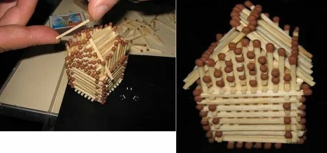 Поделки из спичек фото Как из спичек сделать домик?