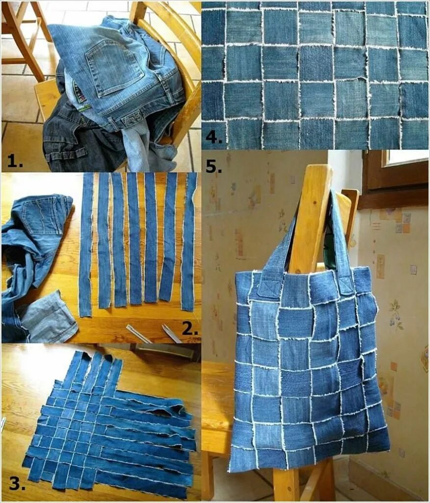 Поделки из старых джинс фото плетение сумки из полосок Denim bag diy, Diy handbag, Reuse old jeans