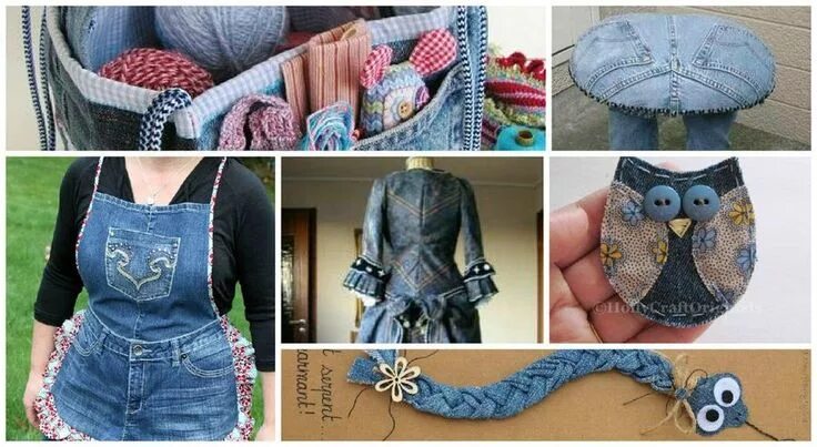 Поделки из старых джинс фото Todo tipo de ideas para reciclar de forma creativa jeans o vaqueros Ropa de bric