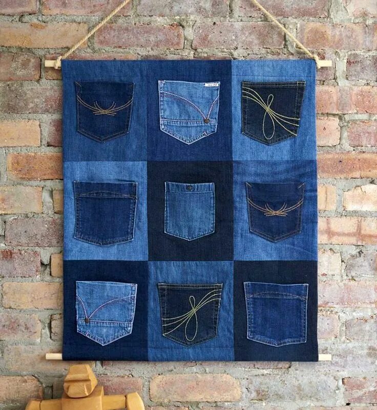 Поделки из старых джинсов фото Upcycled Denim Pocket Organiser Denim bag patterns, Upcycled denim, Denim diy