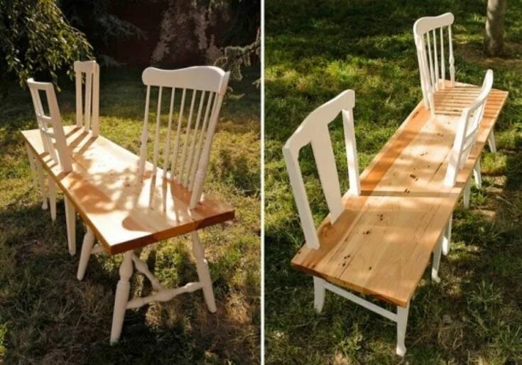Поделки из старых стульев своими руками фото Лавочка из старых стульев 3 Старые стулья, Ретро стулья, Стул