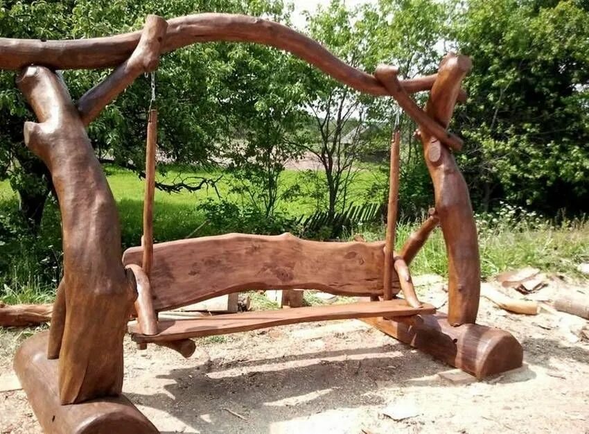 Поделки из стволов деревьев фото ТОП 10 лучших Качелей из бревен - 10 фото Rustic garden furniture, Rustic wood p