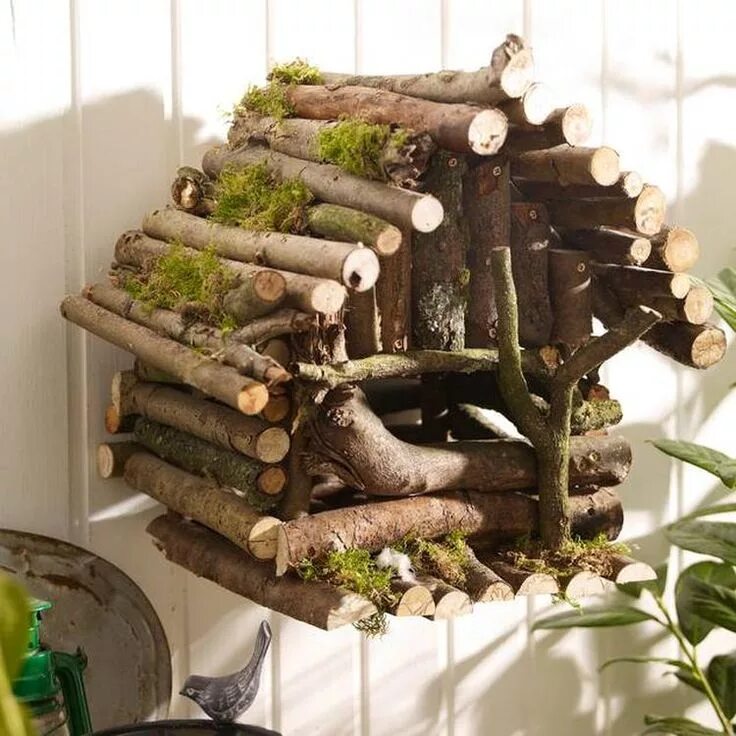Поделки из стволов деревьев своими руками фото Sehe dir das Foto von FlowerPower mit dem Titel Vogelhaus Bauanleitung mit Stöck