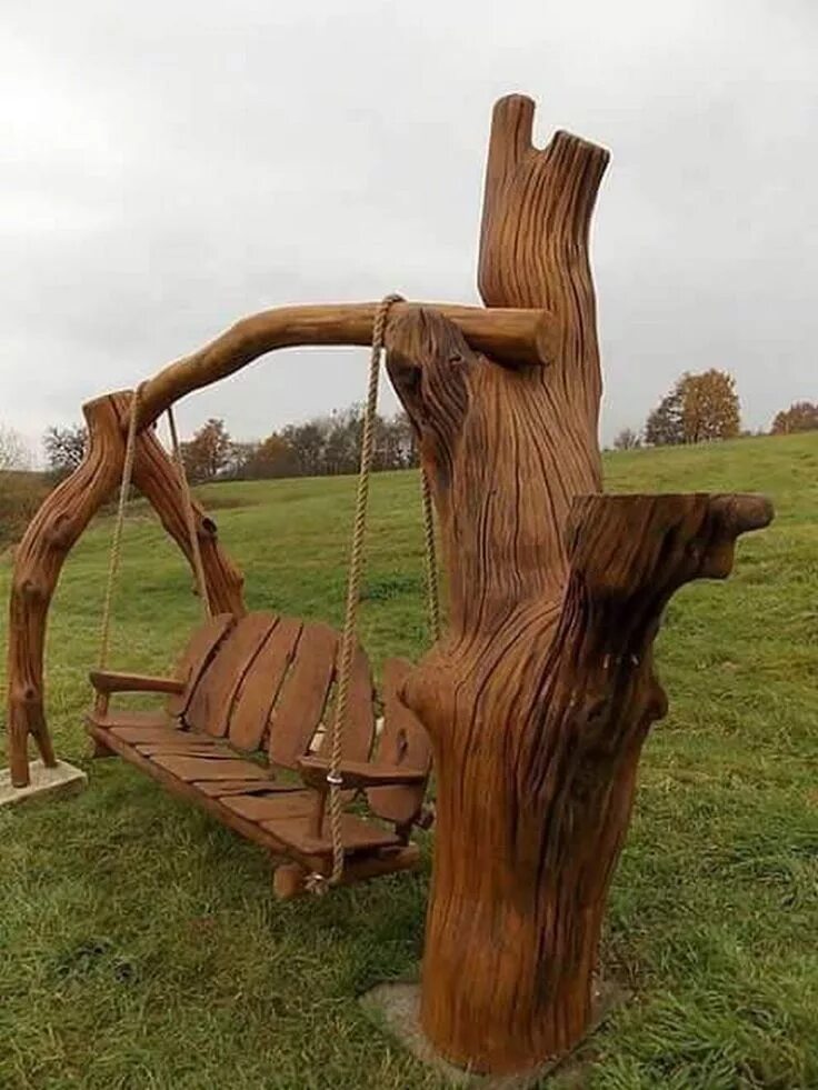 Поделки из стволов деревьев своими руками фото Inexpensive DIY Wooden Swing Chair - Your Projects@OBN Wooden swing chair, Woode