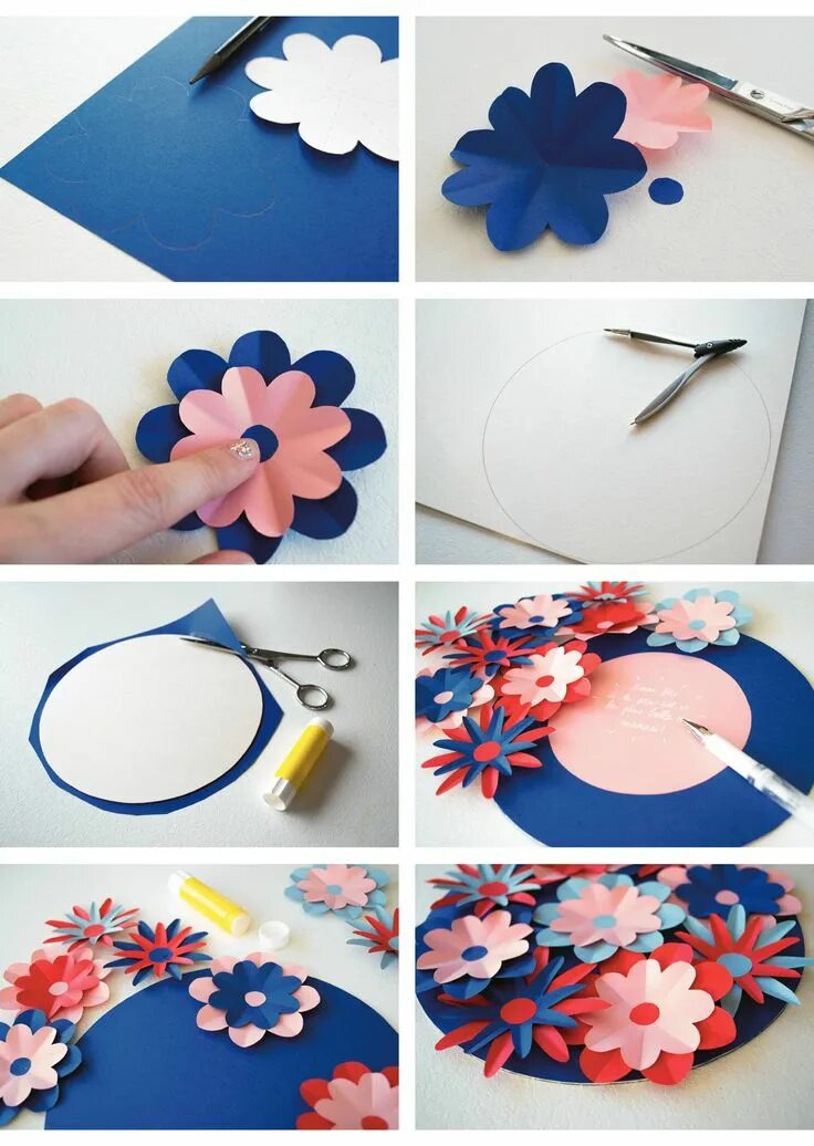 Поделки из цветной бумаги фото пошагово Paper flowers diy, Paper flower wreaths, Diy happy mother's day