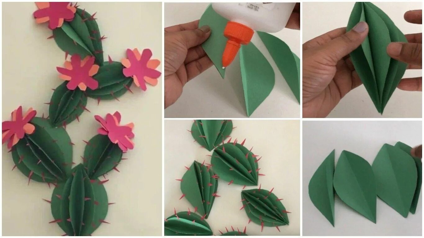 Поделки из цветной бумаги фото пошагово How to make cactus wall decor from paper - ArtsyCraftsyDad Paper flowers, Constr