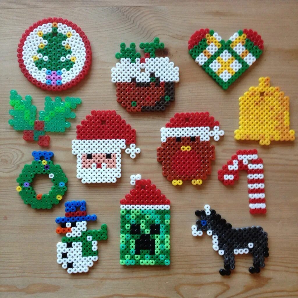 Поделки из термомозаики фото Christmas Decorations by us all Hama beads christmas, Perler crafts, Christmas p