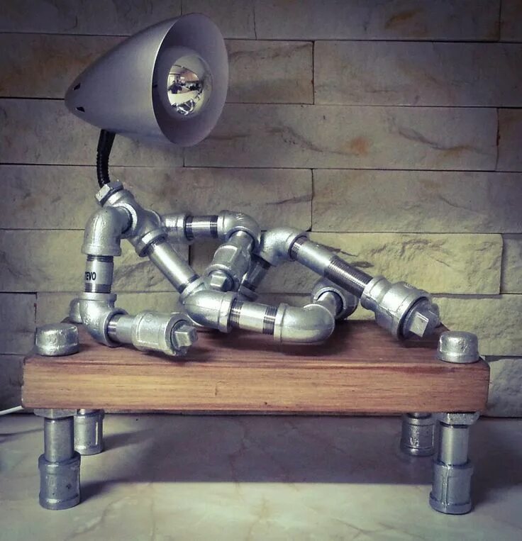 Поделки из труб фото Pipe lamp, Galvanized steel pipe, Industrial pipe lamp
