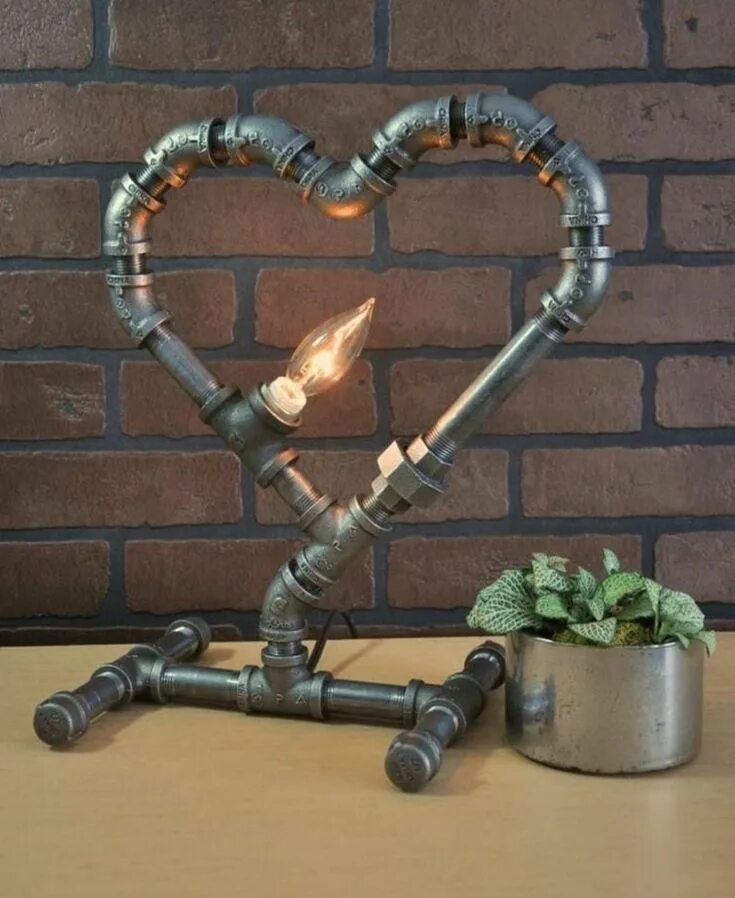 Поделки из труб своими руками фото Decorative Table Lamp Pipe lamp, Pipe decor, Industrial pipe decor