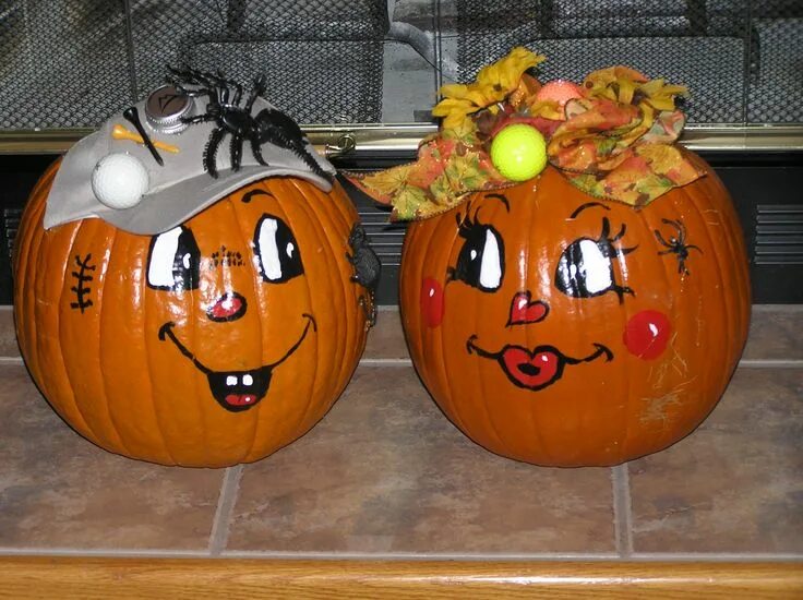 Поделки из тыквы фото My GREAT neighbor makes these for me every year! Pumpkin decorating contest, Pai
