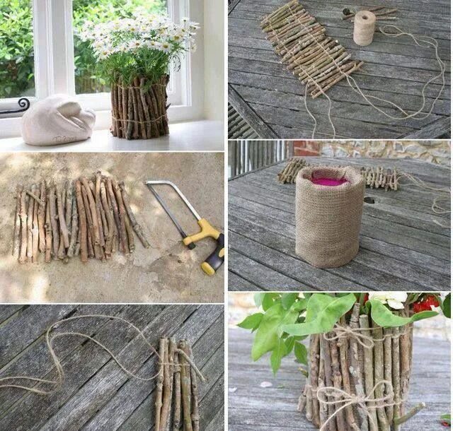 Поделки из веток деревьев своими руками декор Vaso con i bastoncini di legno Diy vase, Country decor rustic, Rustic diy