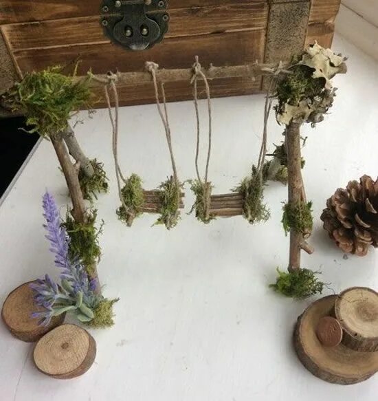 Поделки из веток и деревьев фото Decoração de Natal para Jardim - Como fazer em casa Fairy garden furniture, Fair
