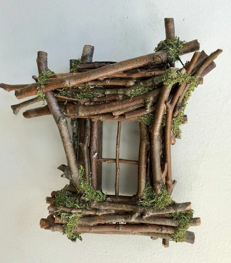 Поделки из веток и деревьев фото Fairy Window with Basket of Flowers and Light Handcrafted by Etsy Fairy tree hou