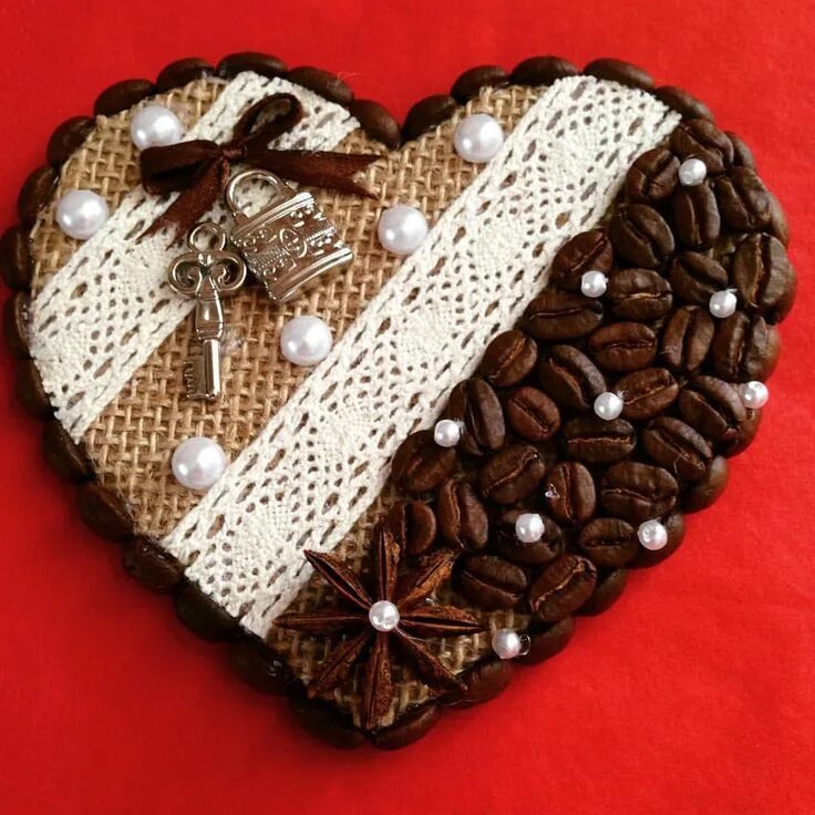 Поделки из зерен кофе своими руками фото Новости Coffee crafts, Coffee bean art, How to make ornaments