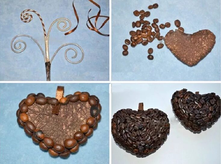 Поделки из зерен своими руками фото Поделки из кофейных зерен - чашка, сова, кошка, дом, змея, дерево, картина, часы